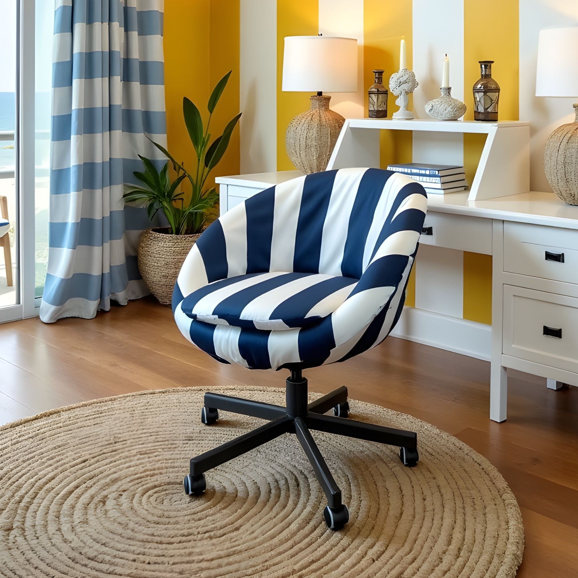 Rockin Cushions IKEA Skruvsta Navy Blue Cabana Stripe Slip Cover, Compatible with IKEA SKRUVSTA